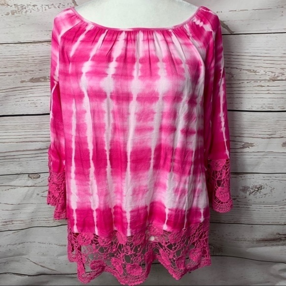 NWT Skye’s The Limit Boho Tie Dye Lace Insert Top - Picture 2 of 9